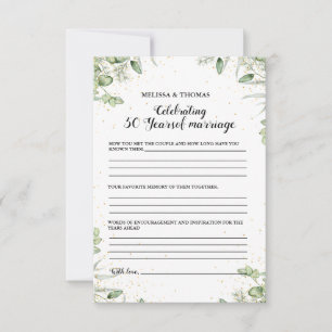 Carte De Correspondance Anniversaire moderne 50e mariage jeu de mariage Ca
