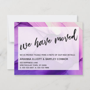 Carte De Correspondance Annonce de déménagement - Encre alcoolique violett