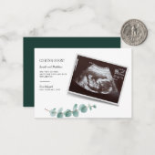 Carte De Correspondance Annonce de grossesse Eucalyptus Révélation Bébé (Devant/Arrière en situation)