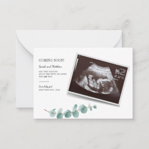 Carte De Correspondance Annonce de grossesse Eucalyptus Révélation Bébé