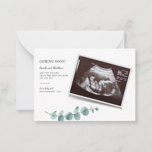 Carte De Correspondance Annonce de grossesse Eucalyptus Révélation Bébé (Devant)