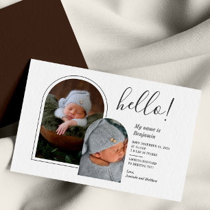Carte De Correspondance Annonce de naissance écrite à la main avec 2 photo