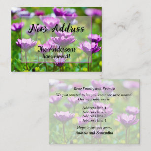 Carte De Correspondance Annonce de nouvelle adresse aux pâquerettes violet