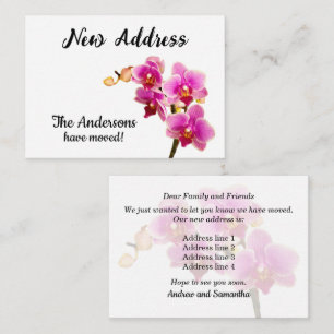 Carte De Correspondance Annonce d'une nouvelle adresse avec des orchidées