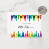 Carte De Correspondance Appréciation de l'enseignant Rainbow Crayon (Devant/Arrière en situation)
