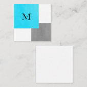 Carte De Correspondance Aqua gris blanc géométrique (Devant / Derrière)