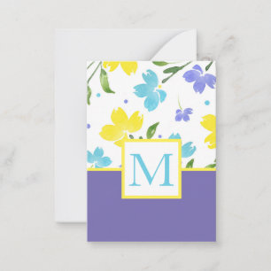 Carte De Correspondance Aqua Periwinkle Yellow Aquarelle tiges