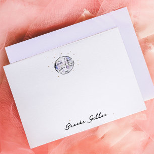 Carte De Correspondance Aquarelle à bille disco étoilée personnalisée