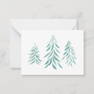 Carte De Correspondance Aquarelle Arbres Evergreen Coup de pinceau 