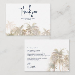 Carte De Correspondance Aquarelle Arbres Palmiers Écriture Mariage Remerci