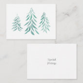 Carte De Correspondance Aquarelle Arbres Persistants Pinceaux  (Devant / Derrière)