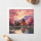 Carte De Correspondance Aquarelle Arrière - plan paysage japonais (Devant/Arrière en situation)