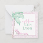 Carte De Correspondance Aquarelle Art déco Palm Beach Chaise Enceinte (Devant)