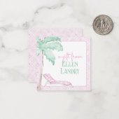 Carte De Correspondance Aquarelle Art déco Palm Beach Chaise Enceinte (Devant/Arrière en situation)