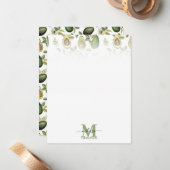 Carte De Correspondance Aquarelle Avocado Motif botanique Monogrammé (Devant/Arrière en situation)