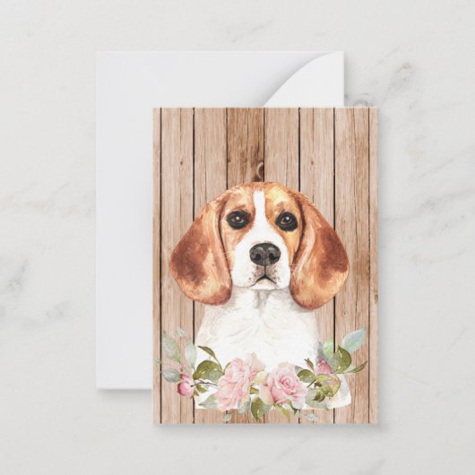 Carte De Correspondance Aquarelle Beagle & Fleurs (Devant)