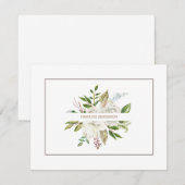 Carte De Correspondance Aquarelle blanc rose floral élégant (Devant / Derrière)