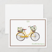 Carte De Correspondance Aquarelle blanche Floral Bicyclette Nom (Devant / Derrière)