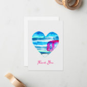 Carte De Correspondance Aquarelle bleu coeur mignon (Devant/Arrière en situation)