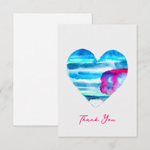 Carte De Correspondance Aquarelle bleu coeur mignon