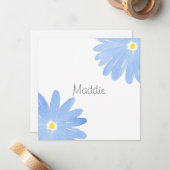 Carte De Correspondance Aquarelle bleu doux (Devant/Arrière en situation)