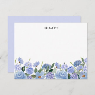 Carte De Correspondance Aquarelle Bleu Lilac Hydrangées Personnalisées