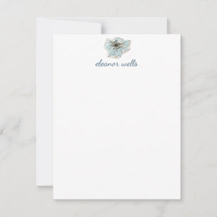 Carte De Correspondance Aquarelle bleu minimaliste Floral Personnalisé
