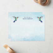 Carte De Correspondance Aquarelle bleue Colibri du bureau de (Devant/Arrière en situation)