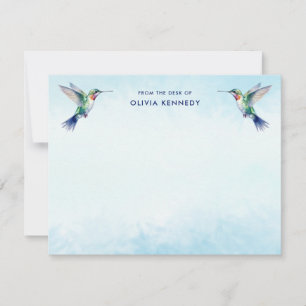 Carte De Correspondance Aquarelle bleue Colibri du bureau de