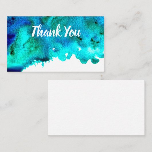 Carte De Correspondance Aquarelle bleue Design océanique abstrait (Devant / Derrière)