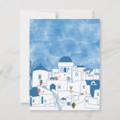 Carte De Correspondance Aquarelle bleue et blanche Santorin Grèce (Dos)