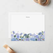 Carte De Correspondance Aquarelle Blue Hydrangeas Personnalisé (Devant/Arrière en situation)