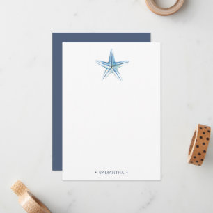 Carte De Correspondance Aquarelle Blue Starfish Merci personnalisé