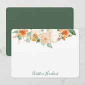 Carte De Correspondance Aquarelle Botanique De Pêche Boho Personnalisée (Devant / Derrière)