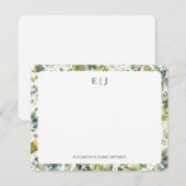 Carte De Correspondance Aquarelle Botanique Feuilles Personnalisés (Devant / Derrière)