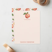 Carte De Correspondance Aquarelle botanique Pêches et fleurs (Devant/Arrière en situation)