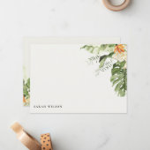Carte De Correspondance Aquarelle botanique tropicale orange (Devant/Arrière en situation)