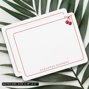 Carte De Correspondance Aquarelle Botte et cerises Bordure Rouge Nom perso