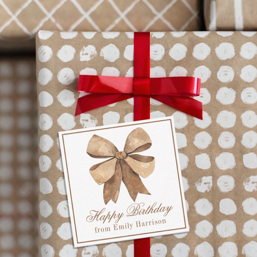 Carte De Correspondance Aquarelle Bow Burlap Naturel