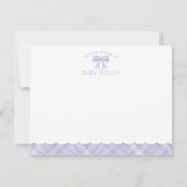 Carte De Correspondance Aquarelle Bow Preppy Lavender Purple Plaid Baby (Devant)