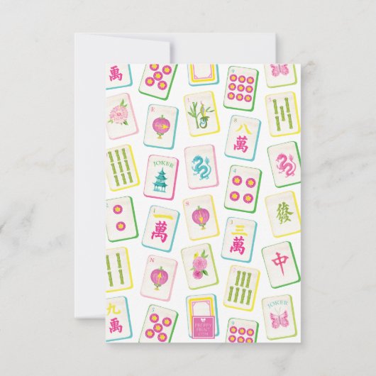 Carte De Correspondance Aquarelle brillante mosaïque Mahjong personnalisée (Dos)