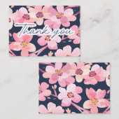Carte De Correspondance Aquarelle Cerisier Fleur Gratitude Merci Note (Devant / Derrière)
