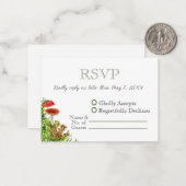 Carte De Correspondance Aquarelle Champignon & Moss Moderne RSVP (Devant/Arrière en situation)