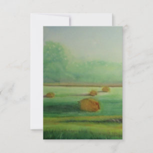 Carte De Correspondance Aquarelle Champs de foin vert