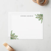 Carte De Correspondance Aquarelle Chic Green Eucalyptus Gold Parties scint (Devant/Arrière en situation)