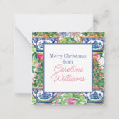 Carte De Correspondance Aquarelle Chinoiserie Arbre de Noël Enceinte (Dos)