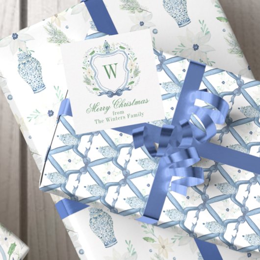 Carte De Correspondance Aquarelle Chinoiserie Ginger Jar Monogram Crest