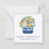 Carte De Correspondance Aquarelle Chinoiserie Mandarins Cadeau de Noël (Devant)