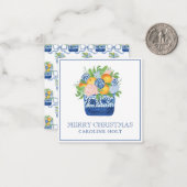 Carte De Correspondance Aquarelle Chinoiserie Mandarins Cadeau de Noël (Devant/Arrière en situation)