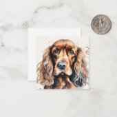 Carte De Correspondance Aquarelle Cocker Spaniel (Devant/Arrière en situation)